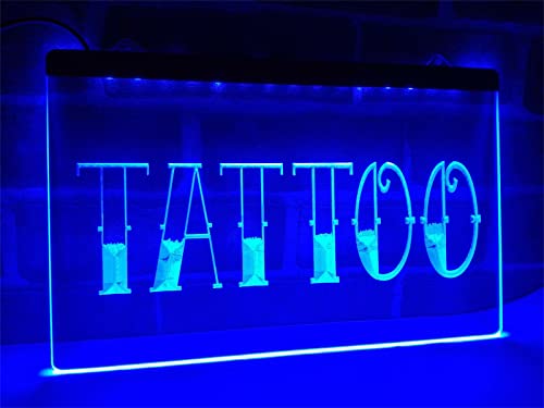 KEYQEEN Tattoo Shop LED Neonschild, Piercing Bar Wanddekoration 24-Tasten-Controller Dimmen USB Neonlichter Nachtlichter Leuchtschild,60x40cm von KEYQEEN