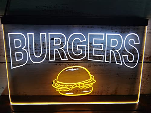 KEYQEEN USB-dimmende LED-Leuchtreklame, benutzerdefinierte Burger-Fast-Food-Shop-Neonlichter für Restaurant-Wanddekoration, leuchtende Schilder, Nachtlichter,B,40x30cm von KEYQEEN