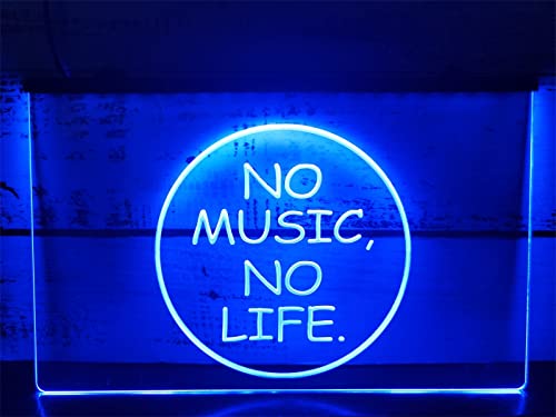 KEYQEEN No Music No Life LED-Neonschild, Konzertmusik-Wanddekoration, RGB-Ferndimmung, USB-Neonlichter, leuchtendes Schild,30x20cm von KEYQEEN