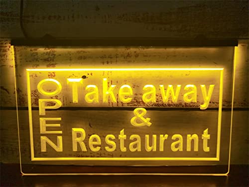 OPEN Take Away Restaurant LED Neonschild, Wanddekoration 24-Tasten-Controller Dimmen USB Neonlichter Nachtlichter Leuchtschild,30x20cm von KEYQEEN