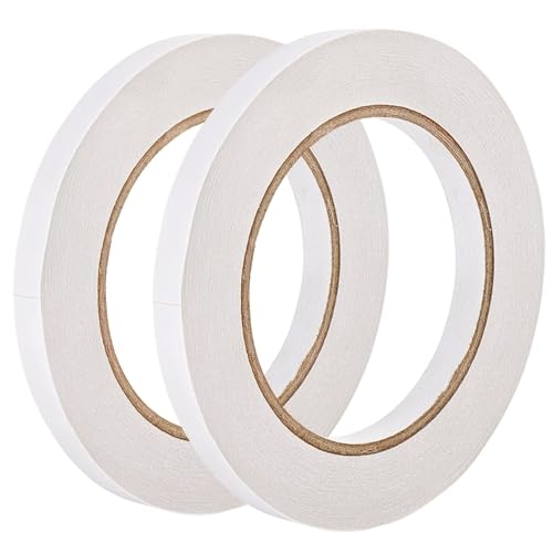 KEYRI 2 Rollen Selbstklebeband 10mm Breit und 50 Meter Lang pro Rolle Doppelseitiges Klebeband Geeignet für Kunsthandwerk, Handarbeit, DIY, Fotos, Tapeten oder Verpackungen (Breite 10mm) von KEYRI
