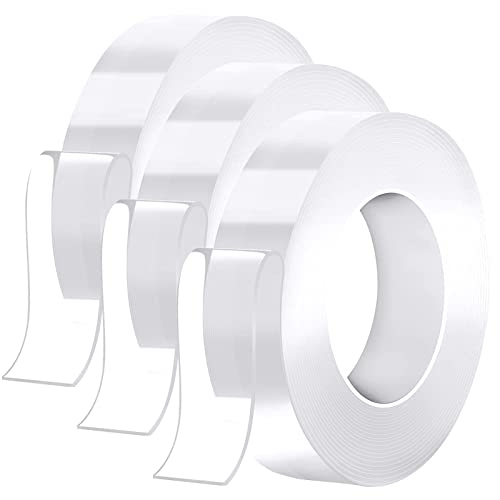 KEYRI 3 Rollen Doppelseitiges Klebeband Extra Starkes, Nano Doppelseitiges Klebeband Transparent Tape Spurloses Waschbares Klebeband Multifunktions Doppelklebeband für Teppich Foto Küche (9m) von KEYRI
