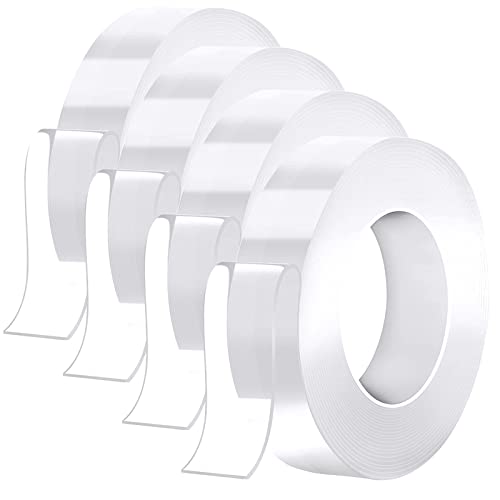 KEYRI 4 Rollen Doppelseitiges Klebeband Extra Starkes, Nano Transparent Tape Spurloses Waschbares Multifunktions Doppelklebeband für Teppich, Foto, Küche (12m) von KEYRI