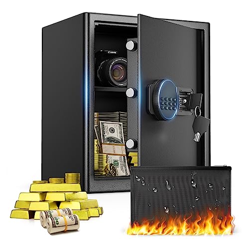54L Tresor Safe Zuhause Hotelsafes mit Kombinationsschloss,KEYSAFER Feuerfester Dokumententasche Notschlüssel, Dreibolzen Verriegelung,Wandtresore für Bargeld, Schmuck und Dokumente von KEYSAFER