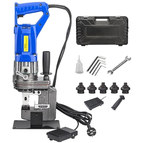 Elektrischer hydraulischer Lochstanzer aus Stahl mit kleinem K mit 5 Matrizen von Φ1/4-4/5 Zoll, Metall-Lochbohrer für Eisen, Kupfer und Aluminium (Winkel, 110 V) von KEuLen