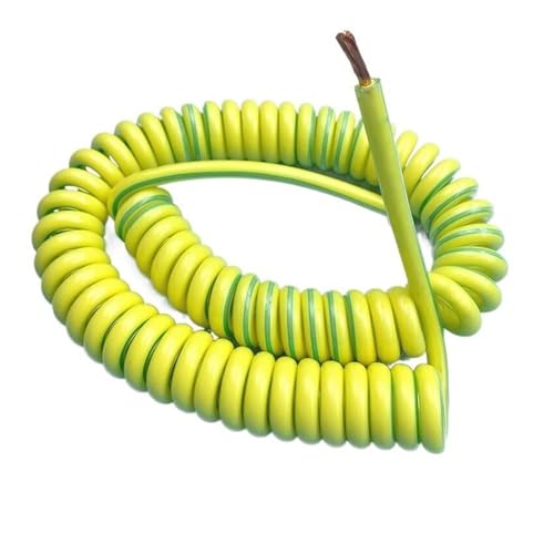 Elektrisches Spiralkabel, Gelb-grünes Erdungskabel, einadrig, schrumpfbares Kabel, Kupfer-Teleskopkabel(20 Awg 0.5mm2,Stretch 4 Meters) von KEuLen