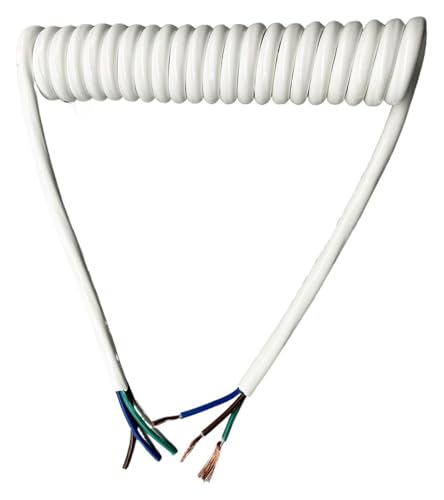 Elektrisches Spiralkabel, Power Teleskop Spirale Draht 2,5mm Quadrat Frühling Weiß Spirale Kabel Verlängerung(Stretch 2 Meters) von KEuLen