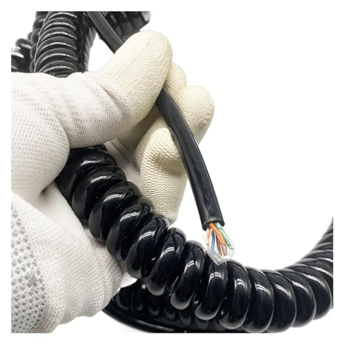 Elektrisches Spiralkabel, Teleskopdraht Twisted Pair Spiraldraht Aluminiumfolienschirm Kabel Spiralverlängerung(Strecth 7 meter) von KEuLen