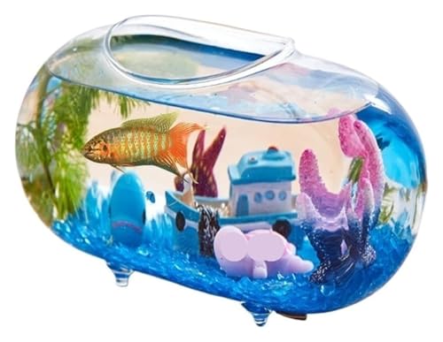 Fischschale, Fischglas, Fischtank, Kleine Transparente Glas Fisch Tank Oval Desktop Kleine Fisch Schüssel Hause Ornamente von KEuLen