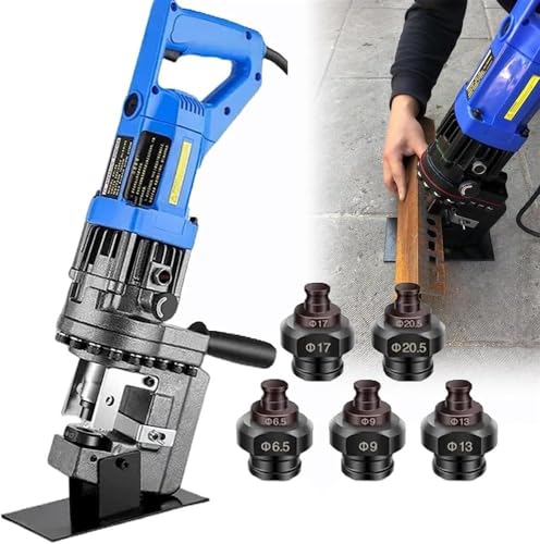 Hydraulische Stanzmaschine, elektrischer Stanzer, Werkzeug zum Stanzen mit Bagger für Metalllöcher mit 5 Φ1/4"-4 Matrizen für Stahl, Eisen, Aluminium, Kupfer (Channelsteel, 220 V) von KEuLen