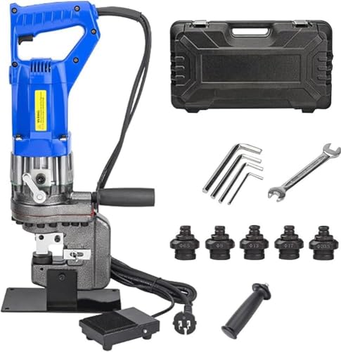 Hydraulischer Locher, elektrischer Locher, Locher für Löcher in Metall, präzise und schnelle Positionierung, mit 5 Φ Matrizen von 6,5 bis 20,5 mm zum Bohren von Kupfer (Anglesteel, 110 V) von KEuLen