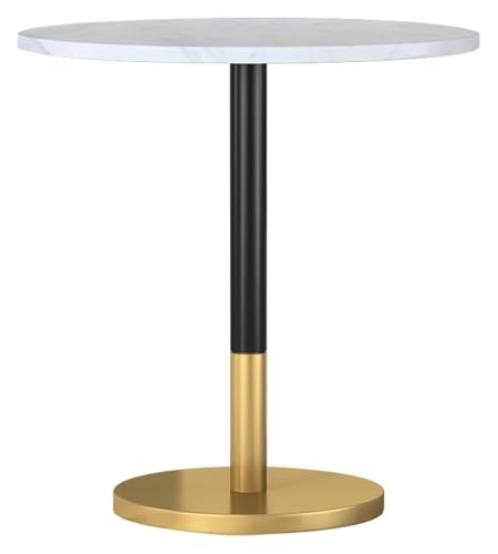 KEuLen Bartisch, Stehtisch, Runder Esstisch, weiße Schieferplatte und gebürsteter Metallfuß(75cm/30in) von KEuLen