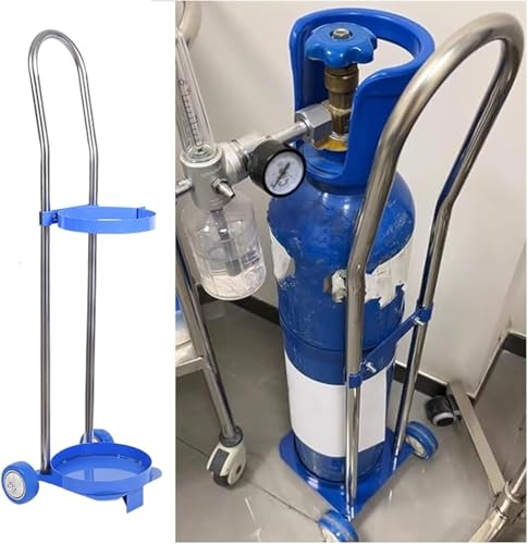 KEuLen Gasflaschenkarre, Sauerstoff Wagen, Flaschenwagen, Mobile Flaschenhalterung aus Edelstahl mit 2 Lenkrollen, tragbarer Flaschenwagen(43.3 in (20 L)) von KEuLen