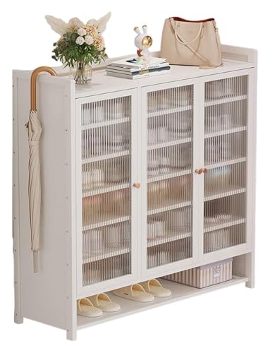 KEuLen Schuhschrank, Schuhkipper, Bambus Schuhregal Schuhschrank mit Türen ohne Installation for Schlafzimmer Flur Schrank(A,90 * 32 * 115cm) von KEuLen