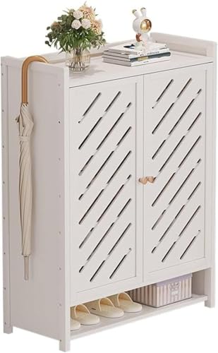 KEuLen Schuhschrank, Schuhkipper, Bambus Schuhregal Schuhschrank mit Türen ohne Installation for Schlafzimmer Flur Schrank(C,60 * 32 * 115cm) von KEuLen