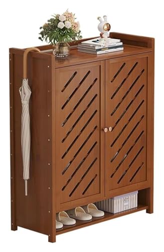 KEuLen Schuhschrank, Schuhkipper, Bambus Schuhregal Schuhschrank mit Türen ohne Installation for Schlafzimmer Flur Schrank(D,60 * 32 * 115cm) von KEuLen