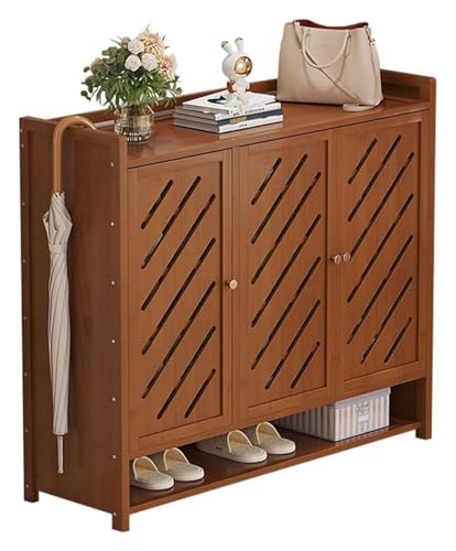 KEuLen Schuhschrank, Schuhkipper, Bambus Schuhregal Schuhschrank mit Türen ohne Installation for Schlafzimmer Flur Schrank(D,90 * 32 * 100cm) von KEuLen
