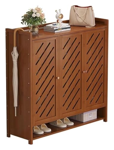 KEuLen Schuhschrank, Schuhkipper, Bambus Schuhregal Schuhschrank mit Türen ohne Installation for Schlafzimmer Flur Schrank(D,90 * 32 * 115cm) von KEuLen