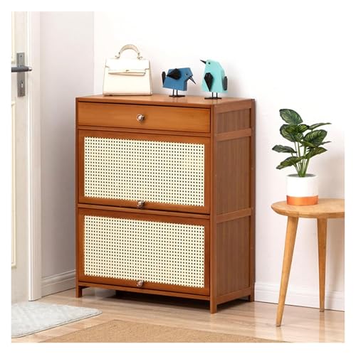 KEuLen Schuhschrank, Schuhkipper, Bambus-Schuhschrank mit Türen, freistehendes Schuhregal for Eingangsbereich, Badezimmer, Flur(70 * 32 * 84cm) von KEuLen
