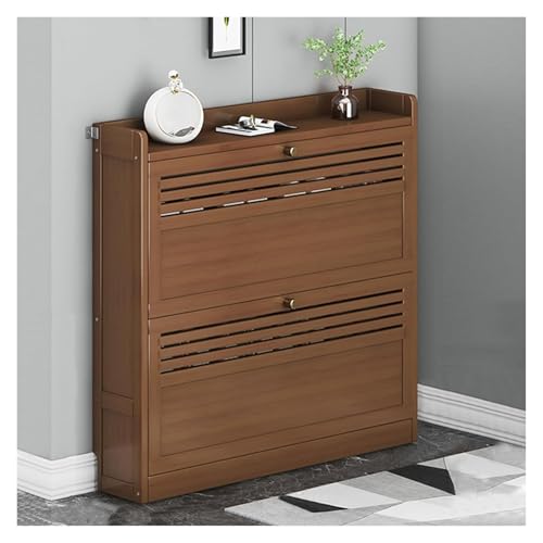 KEuLen Schuhschrank, Schuhkipper, Schuhschrank mit 3 Klapptüren, Aufbewahrungsschrank aus Holz, for Schlafzimmer, Schlafsaal, Wohnzimmer, Eingangsbereich(Dark Brown,50X17X72cm) von KEuLen