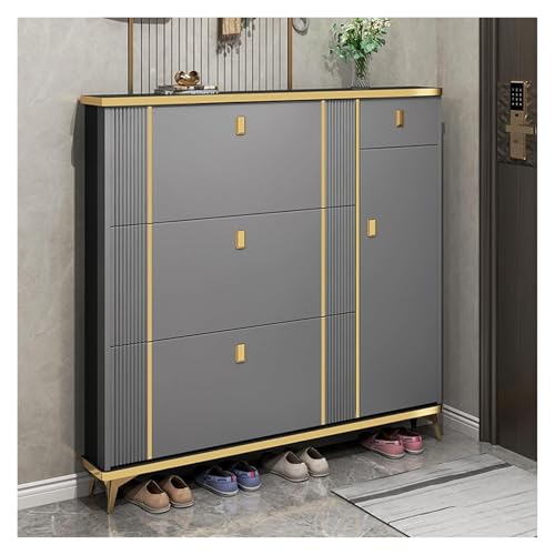 KEuLen Schuhschrank, Schuhkipper, Schuhschrank mit 3 verstellbaren Trennwänden, for Flur, Tür, Balkon, Wohnzimmer(Grey,90X24X118cm) von KEuLen