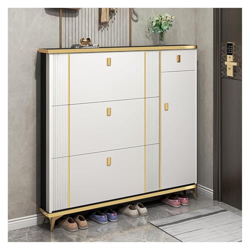 KEuLen Schuhschrank, Schuhkipper, Schuhschrank mit 3 verstellbaren Trennwänden, for Flur, Tür, Balkon, Wohnzimmer(White,80X24X118cm) von KEuLen
