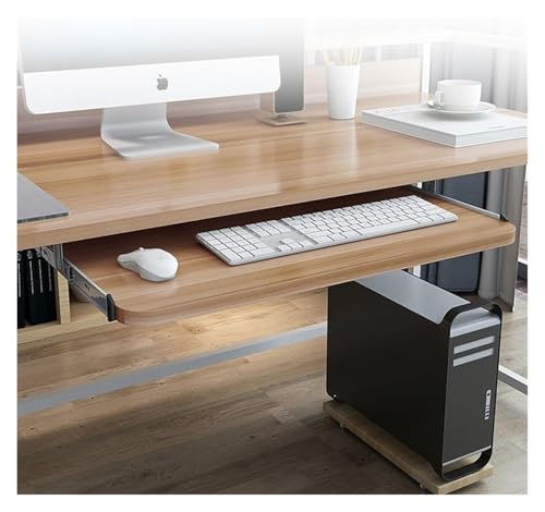 KEuLen Tastaturablage, Schreibtischverlängerung, Holz-Tastaturablage unter dem Schreibtisch, ausziehbare Tastaturschublade mit Gleitschienen(Walnut,28"-70cm) von KEuLen