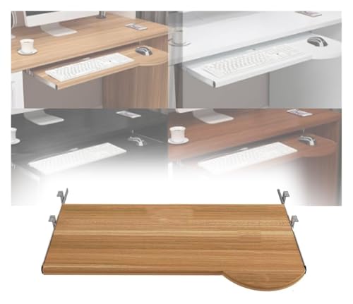 KEuLen Tastaturablage, Tastaturauszug, Ergonomisches Tablett for die Tastatur aus Holz for Ausziehen unter dem Schreibtisch(Teak,70 * 26cm(28 * 10Inch)) von KEuLen