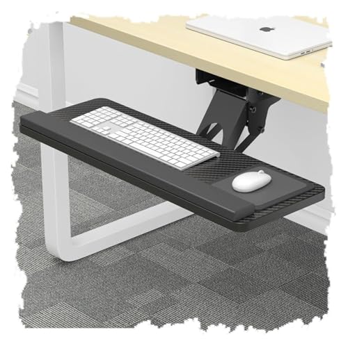 KEuLen Tastaturablage, Tastaturauszug, Schwenkbare Tastaturschublade unter dem Schreibtisch, Einstellbarer Winkel, ausziehbare Schreibtischverlängerung for Tippen, Büroarbeiten(Black,64CM/25IN) von KEuLen