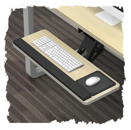 KEuLen Tastaturablage, Tastaturauszug, Schwenkbare Tastaturschublade unter dem Schreibtisch, Einstellbarer Winkel, ausziehbare Schreibtischverlängerung for Tippen, Büroarbeiten(Natural,64CM/25IN) von KEuLen