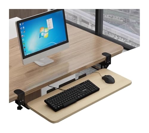 KEuLen Tastaturablage, Tastaturauszug, Tastaturschublade for den Bürountertisch, ausziehbare Tastaturablage, Plattform zur Erweiterung des Computertischs(Wood,25x10in(65x25cm)) von KEuLen