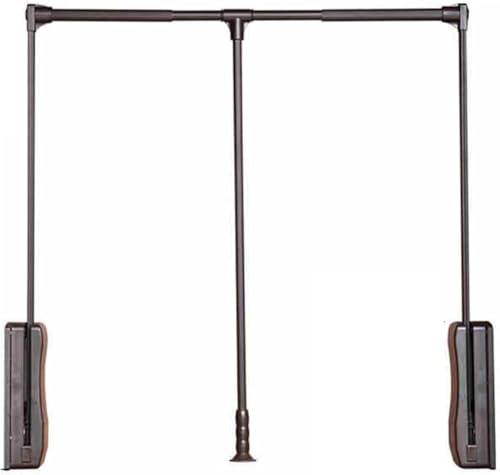 Kleiderlift für Schrank,Kleiderlift für Garderoben Herunterziehbare Kleiderstange, Doppelpuffer-Kleiderstange, einziehbare Aluminiumlegierung for Aufhängen von Kleidung(Black,700-930mm) von KEuLen
