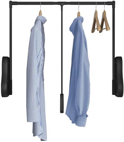 Kleiderlift für Schrank,Kleiderlift für Garderoben Herunterziehbare Kleiderstange, Hochleistungs-Herunterziehbare Kleiderstange(Black,650-850mm) von KEuLen