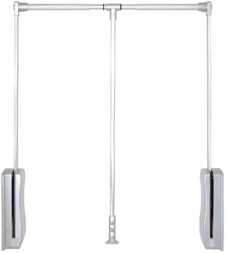 Kleiderlift für Schrank,Kleiderlift für Garderoben Herunterziehbare Kleiderstange, Puffer-Hebe-Kleiderstange for Aufhängen von Kleidung(Silver,890-1210 mm) von KEuLen