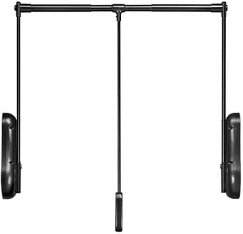 Kleiderlift für Schrank,Kleiderlift für Garderoben Herunterziehbare Kleiderstange, anhebbarer Kleiderbügel mit Doppelpuffer, Kleiderstange aus Aluminiumlegierung(Black,510-650mm) von KEuLen