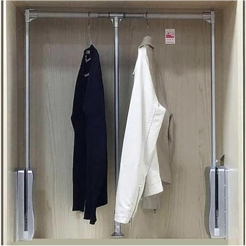 Kleiderlift für Schrank,Kleiderlift für Garderoben Herunterziehbare Kleiderstange, anhebbarer Kleiderbügel mit Doppelpuffer, zur Aufbewahrung von Kleidung im Kleiderschrank und Schrank(920-1240mm) von KEuLen