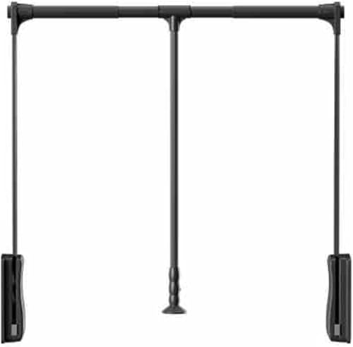 Kleiderlift für Schrank,Kleiderlift für Garderoben Herunterziehbare Kleiderstange, doppelseitig montierte Puffer-Kleiderstange, for Aufhängen von Kleidung(Black,700-930mm) von KEuLen