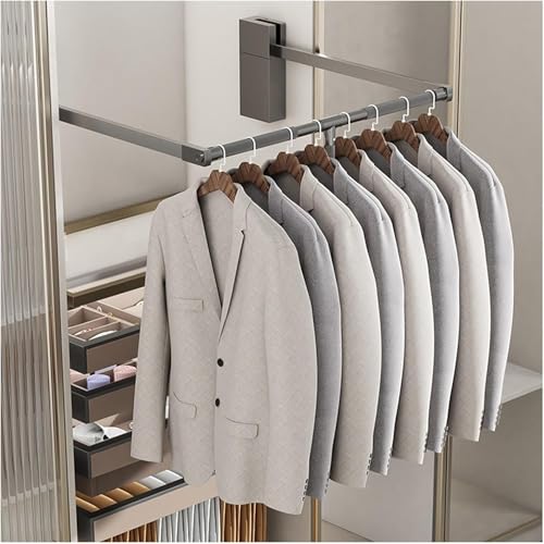 Kleiderlift für Schrank,Kleiderlift für Garderoben Herunterziehbare Kleiderstange, doppelt gepufferter, anhebbarer Kleiderbügel, for Aufhängen von Kleidung(890-1200mm) von KEuLen