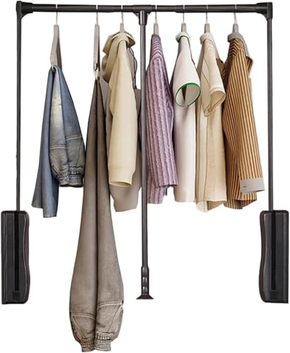 Kleiderlift für Schrank,Kleiderlift für Garderoben Herunterziehbare Kleiderstange, einziehbarer Kleiderbügel, zur Aufbewahrung von Kleidung im Kleiderschrank und Schrank(Brown,550-700mm) von KEuLen