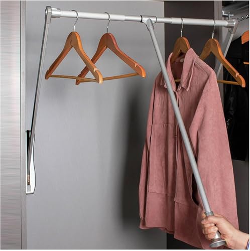 Kleiderlift für Schrank,Kleiderlift für Garderoben Herunterziehbare Kleiderstange, einziehbarer Kleiderbügel for Kleiderschrank und Aufbewahrung(Silver,700-930mm) von KEuLen