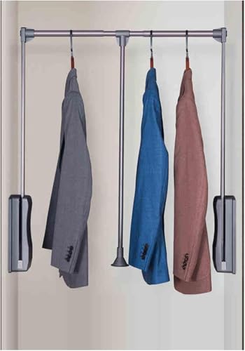 Kleiderlift für Schrank,Kleiderlift für Garderoben Herunterziehbare Kleiderstange, schwere, gepolsterte, anhebbare Kleiderbügel, Kleiderstange aus Stahlrohr for den Schrankinnenraum(670-900mm) von KEuLen