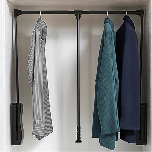 Kleiderlift für Schrank,Kleiderlift für Garderoben Herunterziehbare Kleiderstange, seitlich montierte Kleiderstange, zur Aufbewahrung von Kleidung im Kleiderschrank und Schrank(Black,700-930mm) von KEuLen