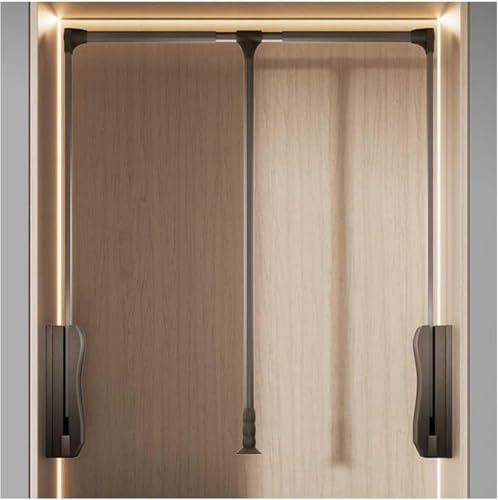 Kleiderlift für Schrank,Kleiderlift für Garderoben Herunterziehbare Kleiderstange, verstellbare seitlich montierte Kleiderstange, for Kleiderschrank und Aufbewahrung(Brown,550-700mm) von KEuLen