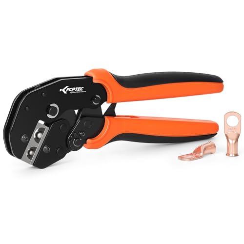 KF CPTEC Batteriekabelschuh Crimpzange 16mm² /25mm² (AWG 6/AWG 4), Kabelschuhzange für die Automobilelektronik,Ringkabelschuhe Verzinnte Bolzenloch Kupferklemmen, Krimpzange - Rohrkabelschuh Zange von KF CPTEC