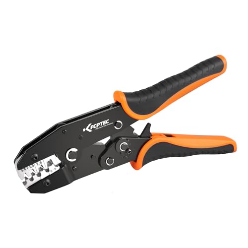 KF CPTEC Crimpzange Open Barrel für nicht isoliert Kabelschuhe Flachstecker, AWG 22-10, kompatibel Deutsch,JST,Molex Connectors,Dupont Stecker von KF CPTEC