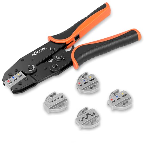 KF CPTEC 5-teiliges Crimpzange Set mit Wechselbacken für isolierte & nicht isolierte Kabelschuhe,Schrumpfverbinder,Aderendhülsen - Krimperzange,Kabelscuhzange,Aderendhülsenzange von KF CPTEC