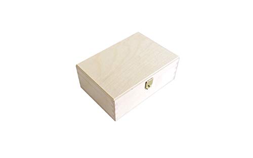 Klappkiste - Klappdeckelbox Holz naturbelassen - Holzkiste mit Deckel - Aufbewahrungsbox für Geschenke Kiste - Holzbox aus Birkensperrholz (125 x 85 x 45 mm) von KF-Holz