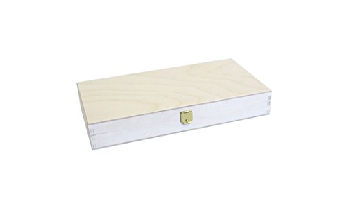 Klappkiste - Klappdeckelbox Holz naturbelassen - Holzkiste mit Deckel - Aufbewahrungsbox für Geschenke Kiste - Holzbox aus Birkensperrholz (225 x 115 x 30 mm) von KF-Holz