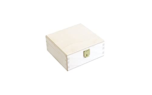 Klappkiste - Klappdeckelbox Holz naturbelassen - Holzkiste mit Deckel - Aufbewahrungsbox für Geschenke Kiste - Holzbox aus Birkensperrholz (85 x 85 x 35 mm) von KF-Holz