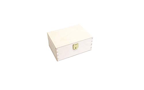 Klappkiste - Klappdeckelbox Holz naturbelassen - Holzkiste mit Deckel - Aufbewahrungsbox für Geschenke Kiste - Holzbox aus Birkensperrholz (95 x 65 x 40 mm) von KF-Holz